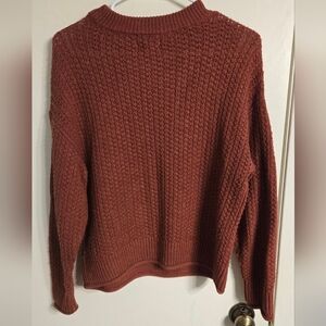 Universal Thread Women's Burnt Orange Waffle Knit Crew Sweater